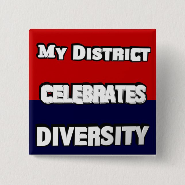 Mein Distrikt feiert Diversity Red & Blue Square Button (Vorderseite)
