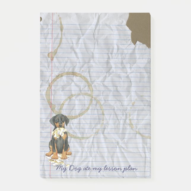 Mein Doberman Ate my Lessingplan Post-it Klebezettel (Vorderseite)