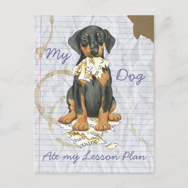 Mein Doberman Ate My Lessingplan Postkarte (Vorderseite)