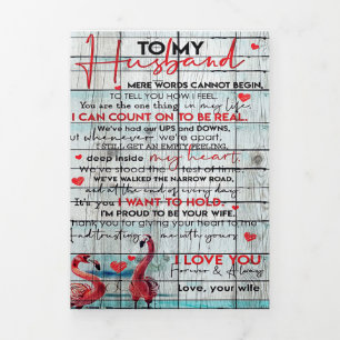 Mein Ehemann-Brief   Niedlich Flamingo gegenwärtig Dreifach Gefaltete Ankündigung