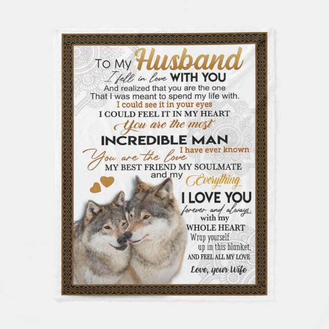Mein Ehemann, ein Paar Wolf-Geschenk, ein Hochzeit Fleecedecke (Vorderseite)