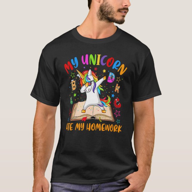 Mein Einhorn aß meine Hausaufgaben am ersten Schul T-Shirt (Vorderseite)