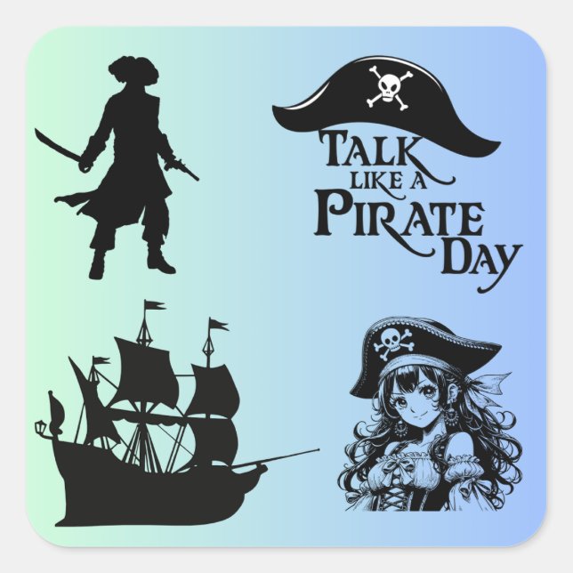 Mein einzigartiger Piratenaufkleber: Abenteuer erw Quadratischer Aufkleber (Vorderseite)