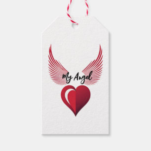 Mein Engel - Rotes Herz & Flügel Geschenkanhänger