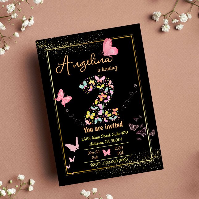 Mein Engel wird zwei: Mein Schmetterling hat Gebur Einladung (Von Creator hochgeladen)