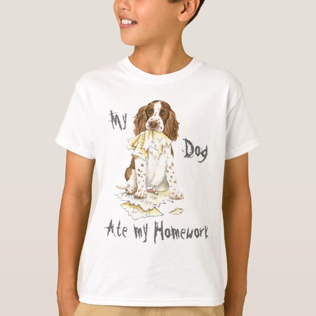 Mein Englisch Springer Spaniel Ate Meine Hausaufga T-Shirt (Vorderseite)