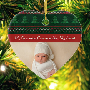 Mein Enkel hat mein Herz Weihnachtsfoto Oma Keramik Ornament