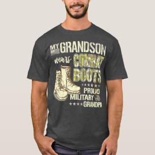Mein Enkel trägt Kampfstiefel Stolz Militär Gra T-Shirt
