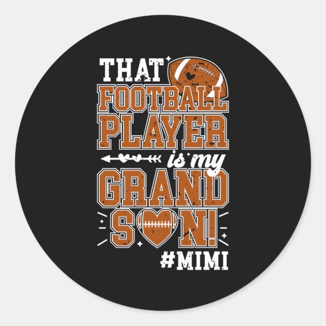 Mein Enkelfußball-Mimi eines Fußballspielers Runder Aufkleber (Vorderseite)