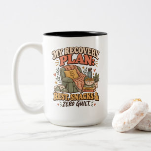 Mein Erholungsplan: Ruhe, Snacks & Null Schuld Fro Zweifarbige Tasse
