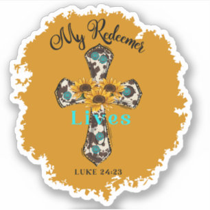 Mein Erlöser lebt religiöses Osterkreuz Aufkleber
