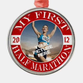 Mein erste Hälfte-Marathon - kundengerechtes Foto Silbernes Ornament