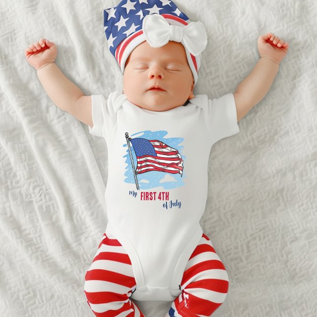 Mein erster 4. Juli American Flag Patriotic Baby Strampler (My First 4th Of July American Flag Patriotic Baby Bodysuit)