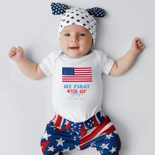 Mein erster 4. Juli Patriotische US Flagge Baby Strampler