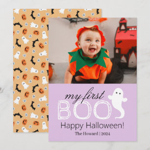 Mein erster Boo! Spookes Niedliches Halloween-Foto Feiertagskarte