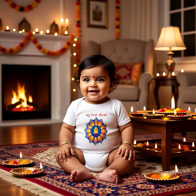 Mein erster Diwali Baby Strampler (My first Diwali Baby Bodysuit)