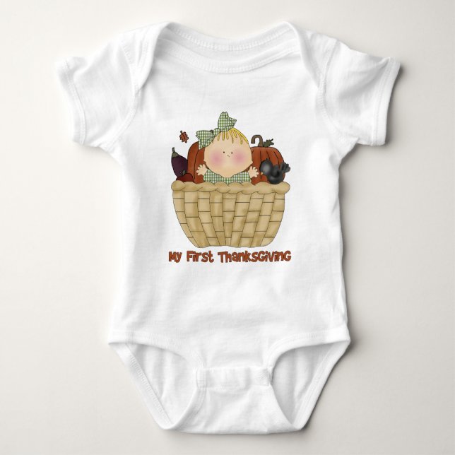 Mein erster Erntedank Baby GIrl-T-Shirts Strampler (Vorderseite)