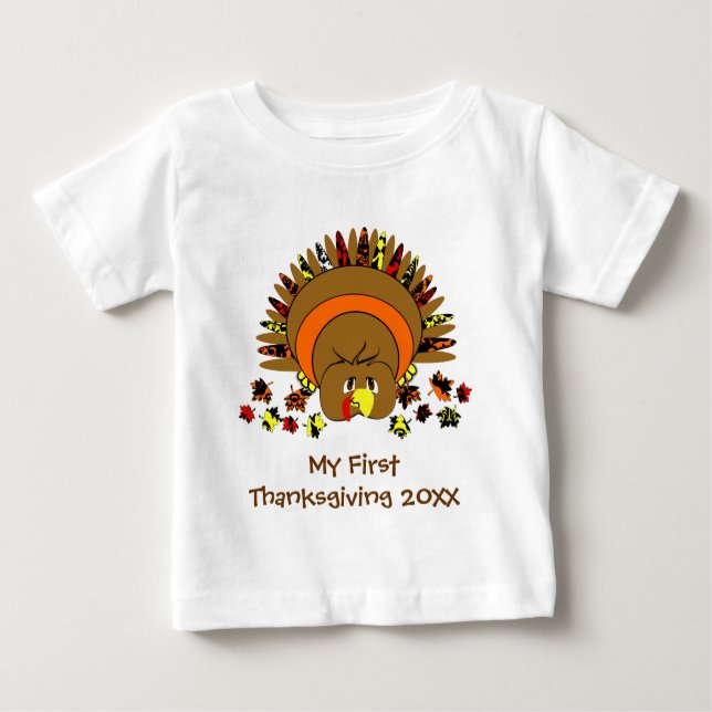 Mein erster Erntedank Niedlich die Türkei Baby T-shirt (Vorderseite)