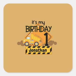 Mein erster Geburtstag Dump Truck Trash Truck Star Quadratischer Aufkleber