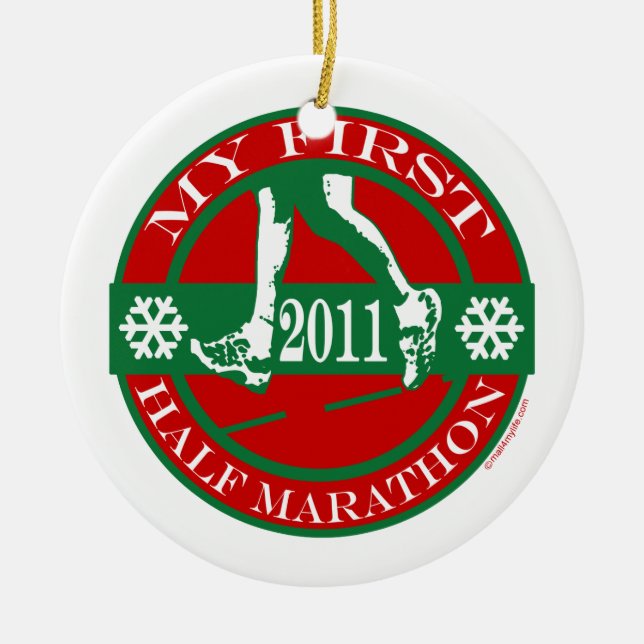 Mein erster Halbmarathon - 2011 Keramik Ornament (Vorne)