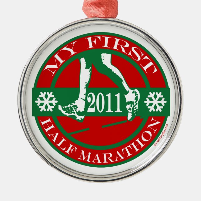 Mein erster Halbmarathon - 2011 Silbernes Ornament (Vorne)