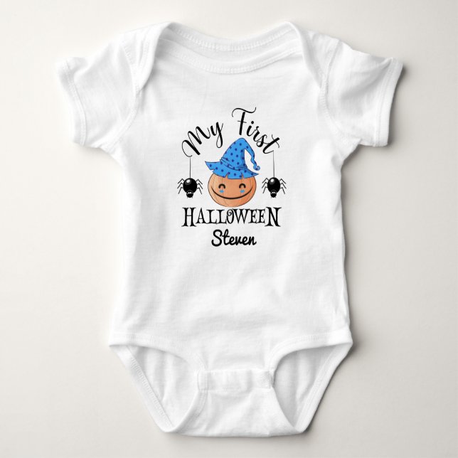 mein erster halloween baby boy individuelle Name Baby Strampler (Vorderseite)