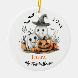 Mein erster Halloween-Niedlicher Ghost-Pumpkin-Bab Keramik Ornament