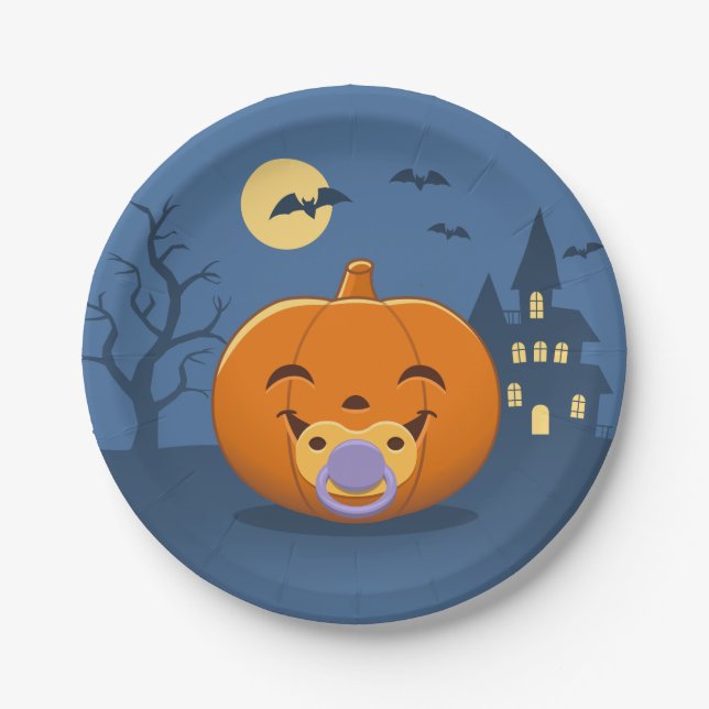 Mein erster Halloween-Schnuller Pumpkin Pappteller (Vorderseite)