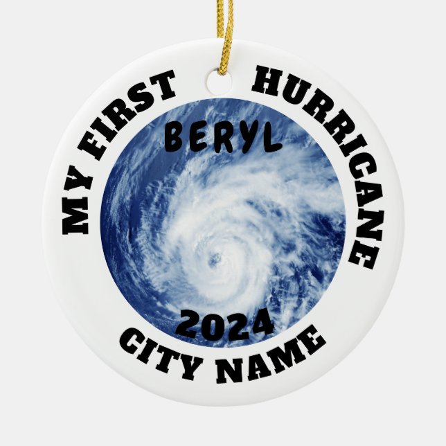 Mein erster Hurrikan Beryl Custom City Name Keramik Ornament (Vorne)