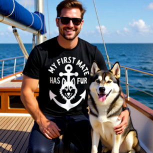Mein erster Maat hat Fell Boot Hund Husky Schifffa T-Shirt