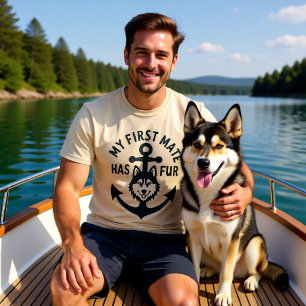 Mein Erster Maat Hat Fell Boot Hund Husky Schifffa T-Shirt