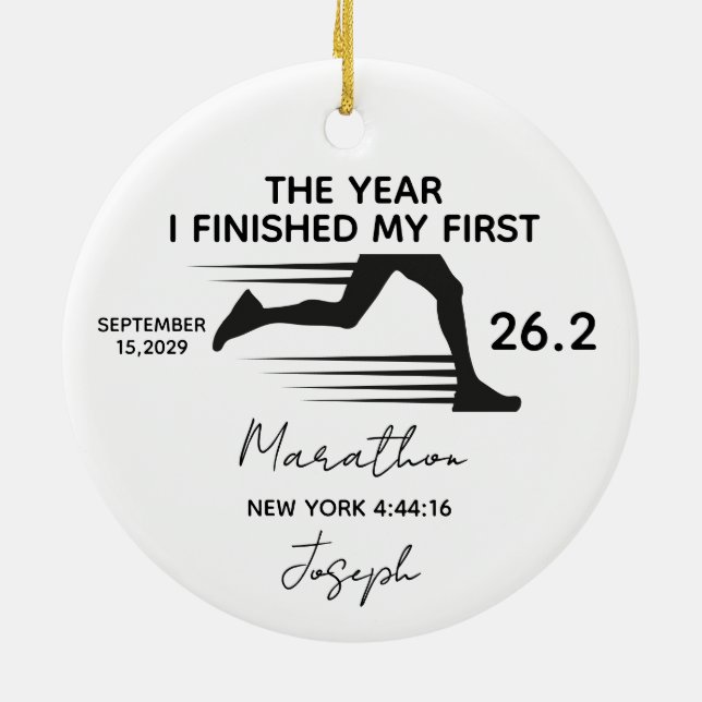 Mein erster Marathon 26,2 Benutzerdefinierter Name Keramik Ornament (Hinten)