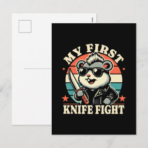 Mein erster Messerkampf - Cooler Hamster Feiertagspostkarte