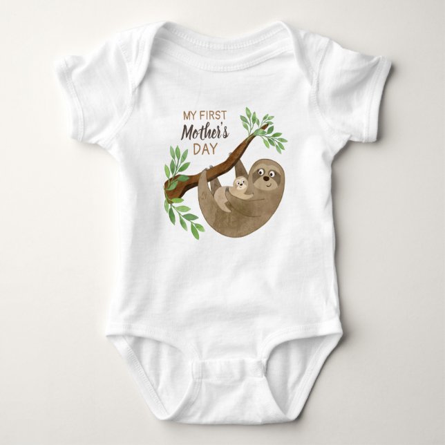 Mein erster Muttertag | Adorable Sloth Baby Strampler (Vorderseite)