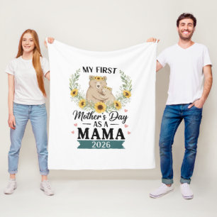 Mein erster Muttertag als Mama 2026 Bär Sonnenblum Fleecedecke