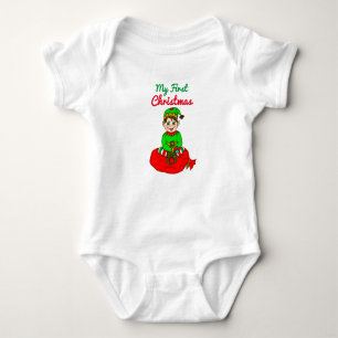 Mein erster Niedlicher Cartoon zu Weihnachten Elf Baby Strampler