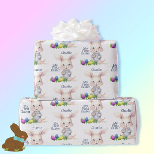 Mein erster Osterhasen gibt dem Kind ein Namensges Geschenkpapier
