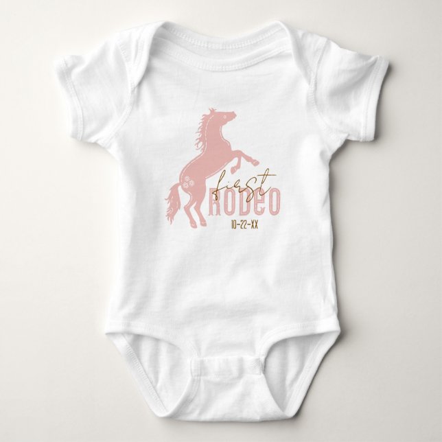 Mein erster Rodeo Baby Bodysuit - Rosa Western 1. Baby Strampler (Vorderseite)