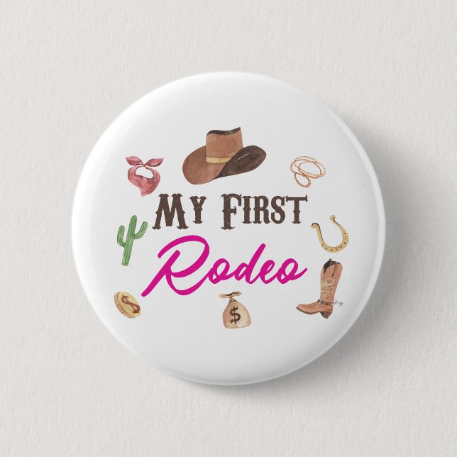Mein erster Rodeo Western Cowboy erster Geburtstag Button (Vorderseite)