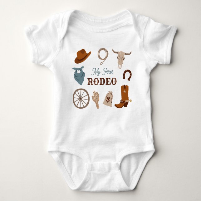 Mein erster Rodeo Western Cowboy First Birthday Bl Baby Strampler (Vorderseite)