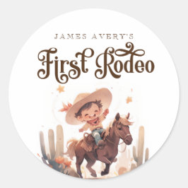 Mein erster Rodeo Wild West Cowboy Geburtstag Runder Aufkleber