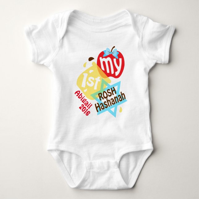 Mein erster Rosh Hashanah Bodysuit für Baby Girl Strampler (Vorderseite)
