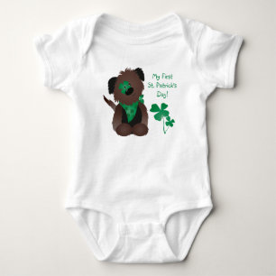 Mein erster St Patricks Day Hund Vierblättriges Kl Baby Strampler