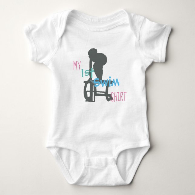 Mein erster Swim-T - Shirt-Säugling Baby Strampler (Vorderseite)