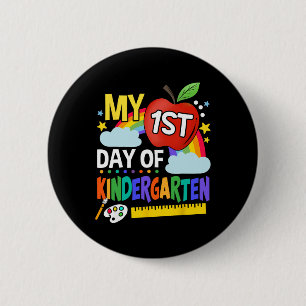 Mein erster Tag Kindergarten Spaß farbenfroher Reg Button
