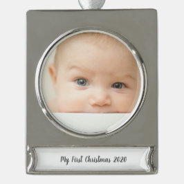 Mein erster Urlaub Banner-Ornament Silber