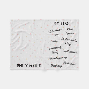 "Mein erster Urlaub Meilenstein" Baby Blanket Fleecedecke