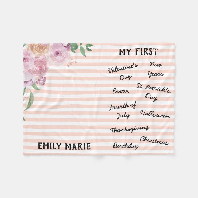 "Mein erster Urlaub Meilenstein" Baby Blanket Fleecedecke (Vorderseite (Horizontal))