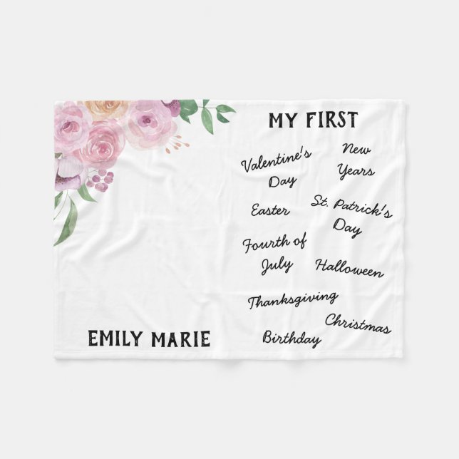 "Mein erster Urlaub Meilenstein" Baby Blanket Fleecedecke (Vorderseite (Horizontal))