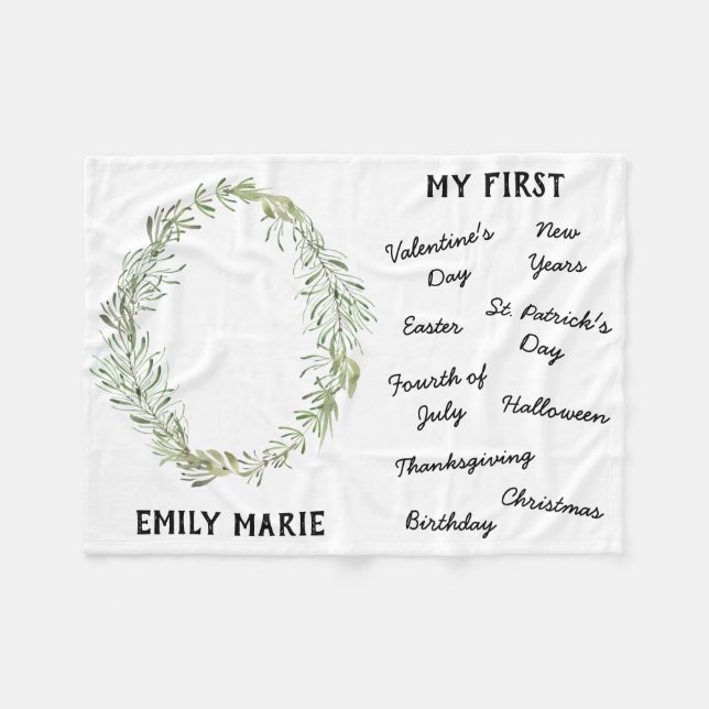 "Mein erster Urlaub Meilenstein" Baby Blanket Fleecedecke (Vorderseite (Horizontal))